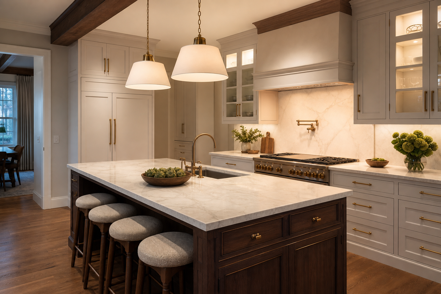 Custom kitchen cabinetry with detailed trim, Minneapolis